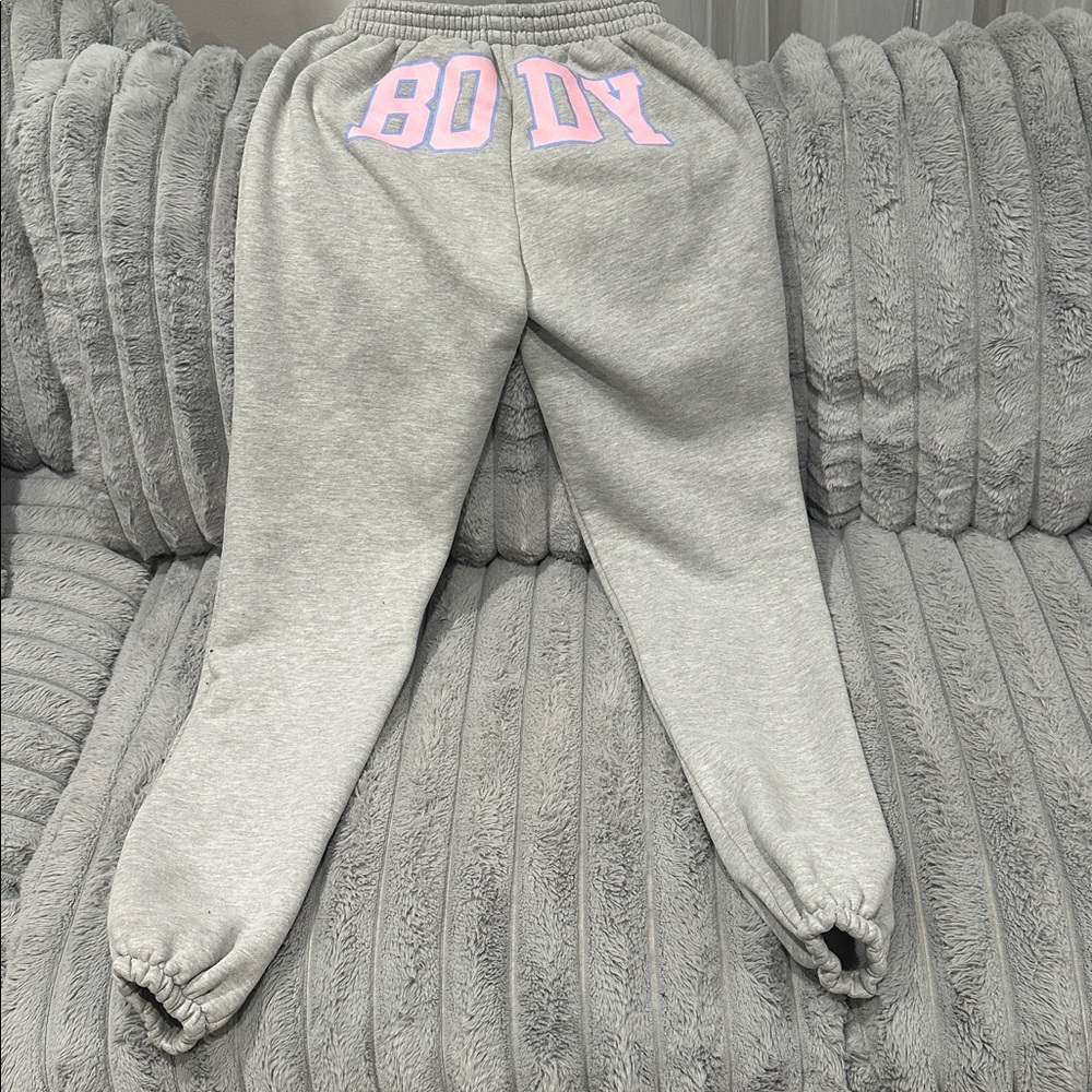 Light Grey Women's Sweat Joggers with Elastic Cuffs - Picture 2 of 4